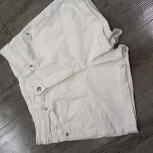 American Eagle White Cotton Blend Jeans - White Shorts